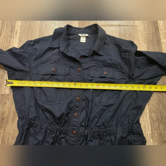 DULUTH TRADING CO HEMP SHIRT DRESS NAVY CURVY PLUS PREPPY CLASSY elegant Y2k - Picture 10 of 16